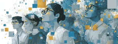 Workshop participants collaborating at laptops